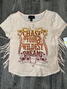 inggirl Pink Fringe Short Sleeve Tee - Chase Your Wildest Dreams